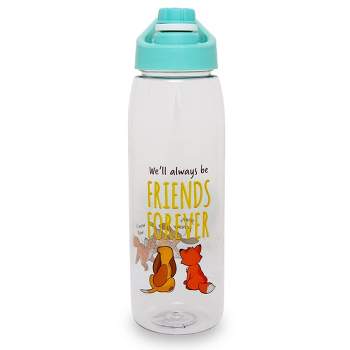 Silver Buffalo Disney Fox and the Hound "Friends Forever" Water Bottle with Lid | 28 Ounces
