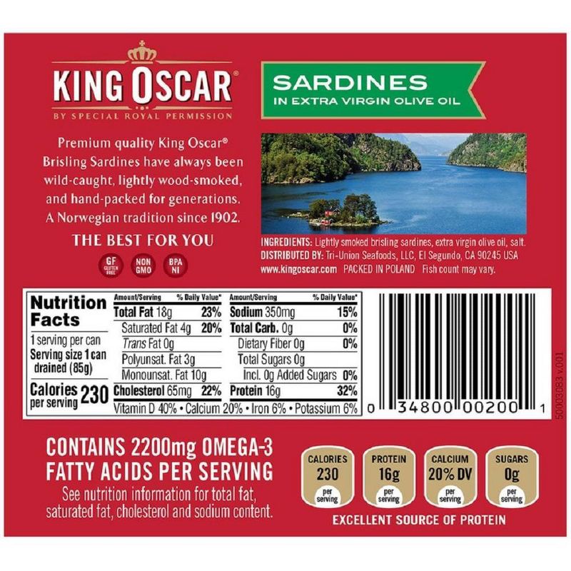 King Oscar Sardines in Olive Oil - 3.75oz, 2 of 7