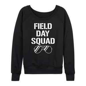 Women's - Instant Message - Field Day Squad Lightweight French Terry Wide Neck Long Sleeve Graphic Shirt - 1 of 4