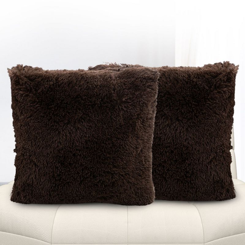 Cheer Collection Super Soft Shaggy Long Hair Throw Pillows Set of 2, 5 of 12