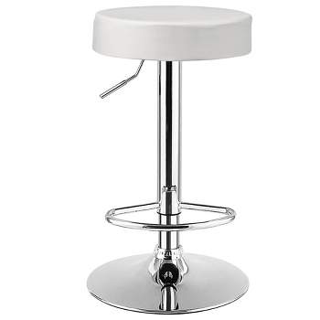 Costway 1 PC Round Bar Stool Adjustable Swivel Pub Chair U Leather with Footrest White\ Black\ Red