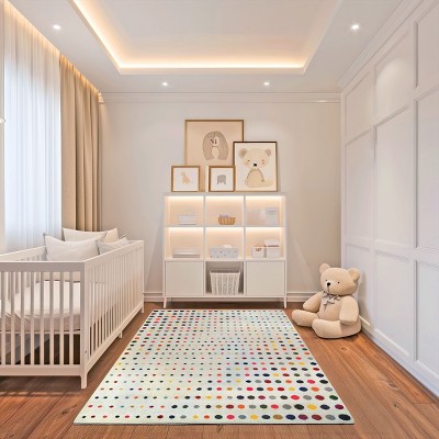 Multi-Color Polka Dot Synthetic Runner Rug, 2' 5" x 8'