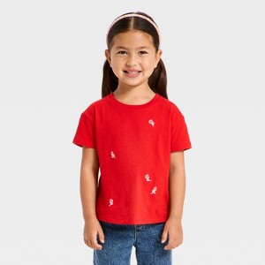 Toddler Girls' Valentine's Relaxed T-Shirt - Cat & Jack™ Medium Red - 1 of 4