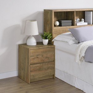 Sapphtopaz Modern Nightstand with 2 Drawers Rectangle Bedside Table with LED and USB Ports Wood Night Stand for Bedroom, Living Room - 1 of 4
