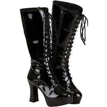 HalloweenCostumes.com Women's Black Faux Leather Knee High Boots