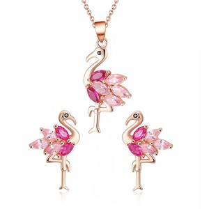 Pink Flamingo Earrings for Women Cz Rose Sterling Silver Ginger Lyne Collection - 1 of 4