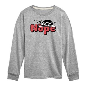 Boys' - Instant Message - Nope Sleeping Cow Long Sleeve Graphic T-Shirt - 1 of 4