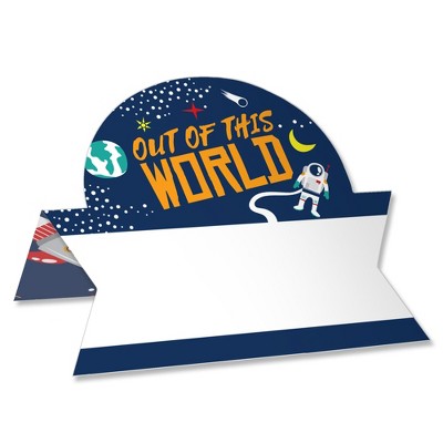 Big Dot of Happiness Blast Off to Outer Space - Rocket Ship Baby Shower or Birthday Party Tent Buffet Card - Table Setting Name Place Cards - 24 Ct