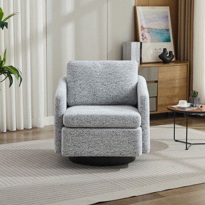 NicBex Chenille Swivel Accent Chair,Upholstered Swivel Living Room Chairs with Mid-Height Backrest,Round Armchair,Accent Chairs for Living Room