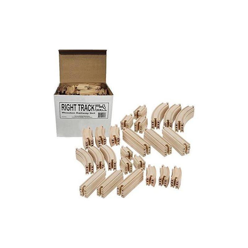 100 Piece Wooden Train Track Pack - Fully Compatible with Thomas & Friends Wooden Railway System - By Right Track Toys, 1 of 3