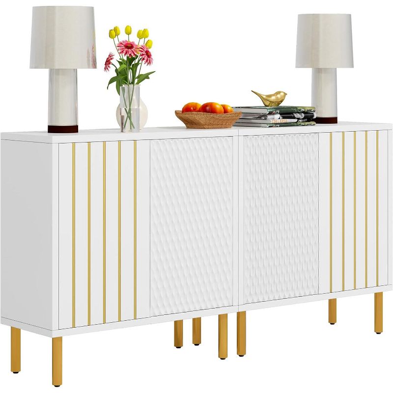 Tribesigns 63" Sideboard Buffet Cabinet with Storage: 4-Tier Storage Cabinet with Doors, Modern Dining Room Kitchen Cabinet, 1 of 9
