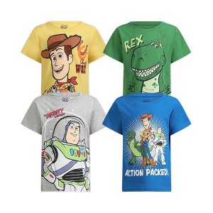 Disney Boy's 4-Pack Toy Story Short Sleeve Shirt Set, Yellow Blue, Green and Gray / Size 2T - 1 of 4
