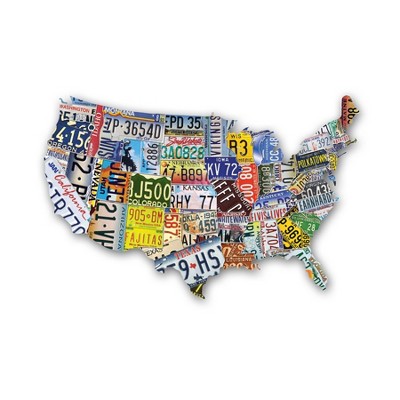 TDC Games USA License Plates 1,000 Piece Jigsaw Puzzle in the Shape of the USA - 31 inches long - Cool Wall Art