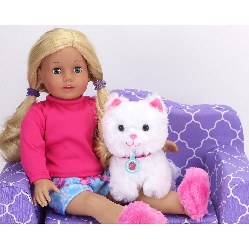 Sophia’s White Plush Kitty Cat and Accessories Set for 18" Dolls, 2 of 9