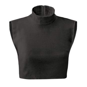 Collections Etc Zippered Dickie Layer Top with Armholes - Soft Knit Mock Turtleneck for Layered Look