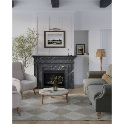 Beige Geometric Hand-Knotted Wool Rug, 6'3" x 9'