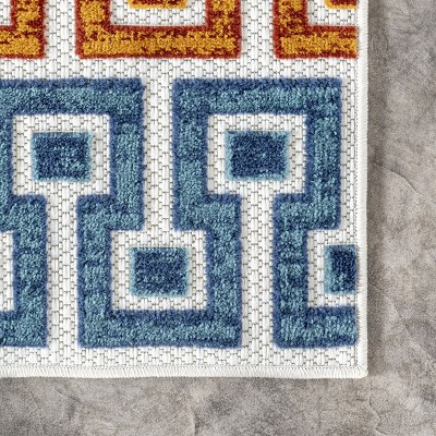 Sleek Mediterranean Elegance 5' x 8' Blue Synthetic Area Rug