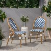 Okak 17.5" Outdoor PE Rattan French Bistro Chairs,Set of 2,Outdoor Accent Chairs with Aluminum Frame&Bamboo Finish,Patio Seating - 3 of 4