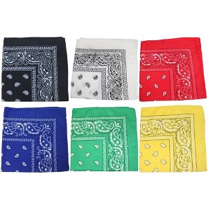 6 Pack Polyester Bandanas with Paisley Print Durable and Fast-Drying - 1 of 4