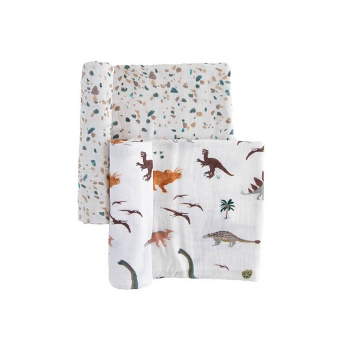 Red Rovr Organic Cotton Muslin Swaddle Blanket - Dino Days - 2pk : Target