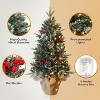 3FT Flocked Small Christmas Tree , Artificial Small Christmas Trees with Light, Multiple Pattern Bases, Outdoor Indoor for Winter Holiday Décor - 3 of 4