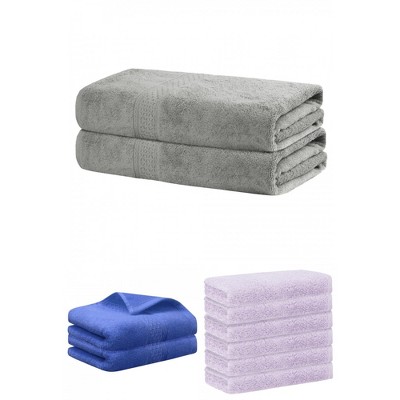 REGALWOVEN Absorbent Solid Bath Hand Face Cloths Cotton Towels 3 Piece Sets