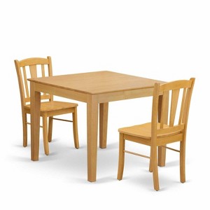 HomeStock 3-Pc Natural Brown Oak Finish Solid Wood Top Dining Table Set - Seats 2 - 1 of 4