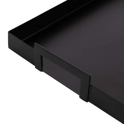 Sleek Black Metal Rectangular Serving Tray with Handles
