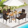 Costway 6 PCS Outdoor Dining Set with Acacia Wood Tabletop, 1.97” Umbrella Hole for Deck - 4 of 4