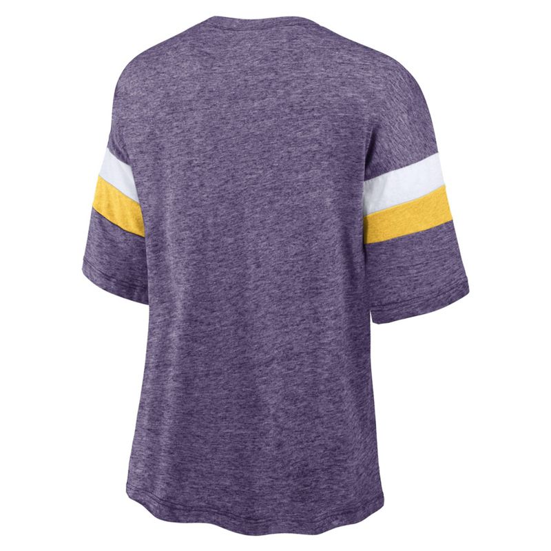 NFL Minnesota Vikings Women&#39;s Weak Side Blitz Marled Left Chest Short Sleeve T-Shirt, 3 of 4