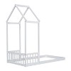 PAGED Twin Size Floor Bed Simple Modern Pine Bed Frame with House Shaped Headboard for Bedroom - 3 of 4
