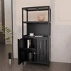 Dolonm 52 in. Black Bamboo Storage Cabinet with 2 Doors Multi-Purpose Floor Organizer for Bathroom & Living Room - 3 of 4