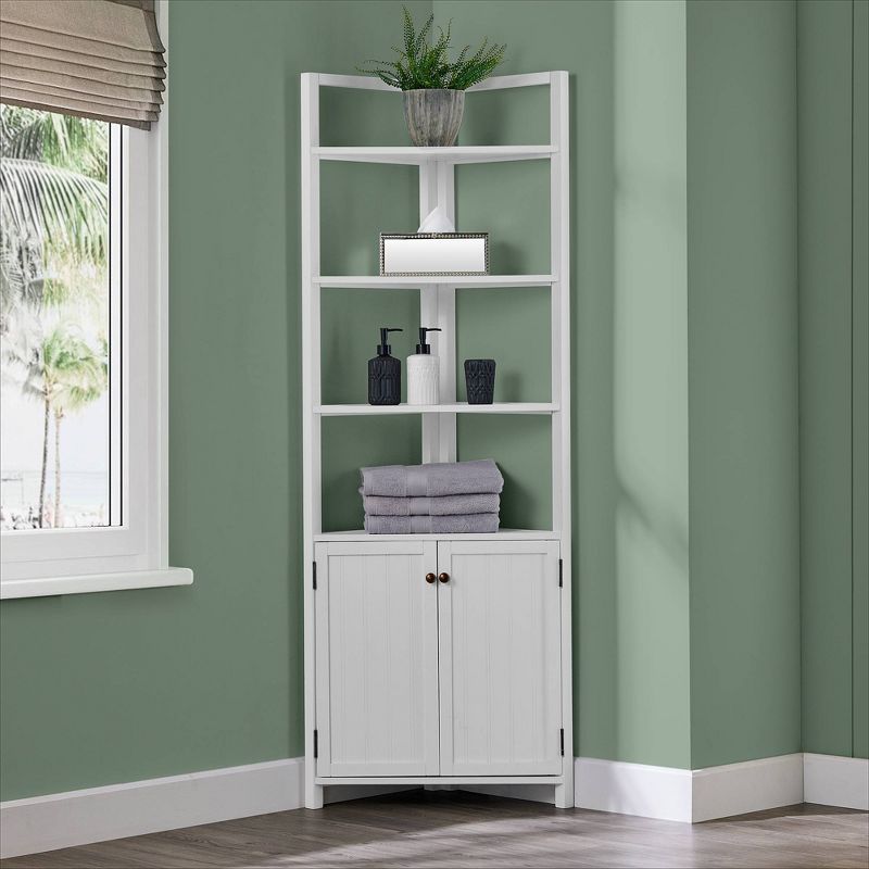 Dover Corner Storage Cabinet with Two Doors and Open Shelving White - Alaterre Furniture, 2 of 8