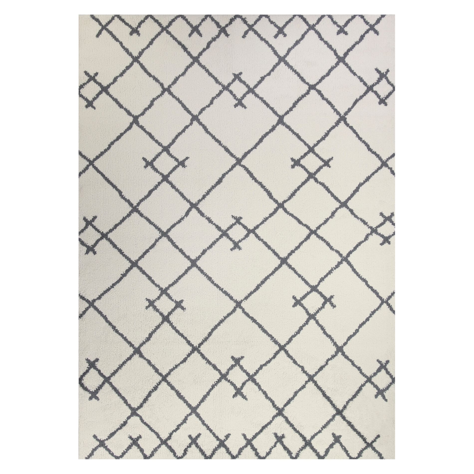 7'x10' Kenya Fleece Geometric Design Tufted Area Rug Cream - Threshold™: Modern Indoor Carpet, Medium Pile, Fade & Stain-Resistant