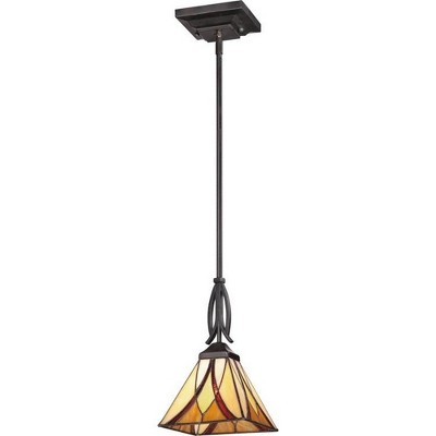 Asheville Valiant Bronze Tiffany Glass Mini Pendant Light