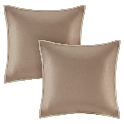 King Beige Faux Silk Embroidered Comforter Set