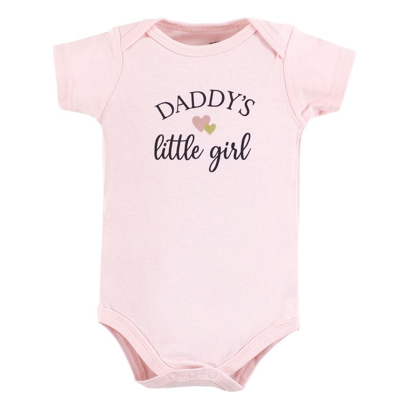 Hudson Baby Infant Girl Cotton Bodysuits, Girl Daddy Pink Navy 3Pk, 5 of 6