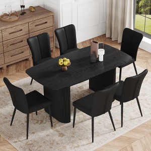 7-Piece Dining Set with MDF Table and 6 PU Chairs - 1 of 4