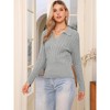 INSPIRE CHIC Women's Lapel V Neck Long Sleeve Casual Sweater - 4 of 4