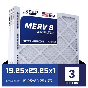 Filter King 19.25x23.25x1 Air Filter | 3-PACK | MERV 8 HVAC Pleated A/C Furnace Filters | MADE IN USA | Actual Size: 19.25 x 23.25 x .75" - 1 of 4