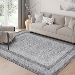 Modern Area Rug Washable Rug for Living Rooms,  Soft Non Shedding Faux Wool Floor Covering, Low Pile Thin Foldable Mat - 1 of 4
