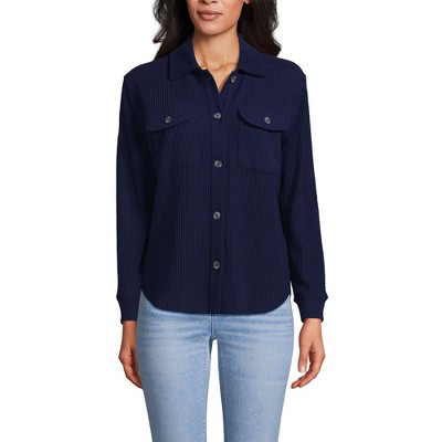 Lands' End Women's Waffle Relaxed Long Sleeve Shirt Jacket