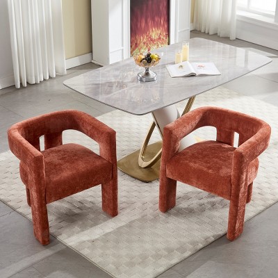 2PC Modern Chenille Upholstered Armchair, Solid Wood Frame Lounge Chair for Living Room or Bedroom - Coolbibila