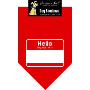 Parisian Pet 'Hello My Name Is' Bandana - Trendy, Comfortable Red Pet Name Tag Bandana for Dogs & Cats - 1 of 4