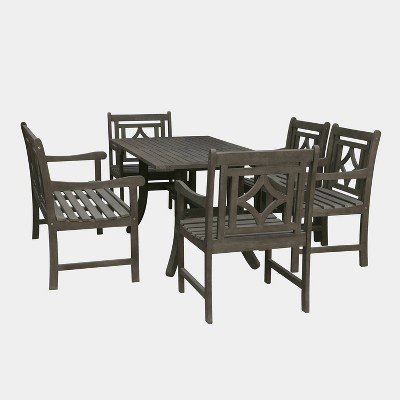 Renaissance 6pc Wood Curvy Outdoor Patio Dining Set - Gray - Vifah