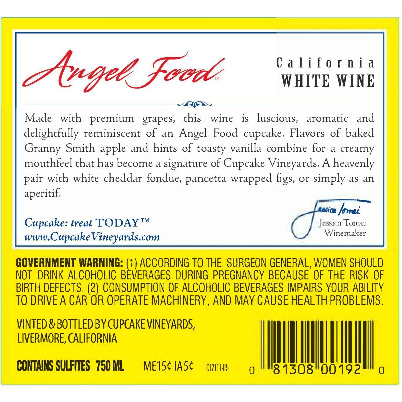 Cupcake Angel Food White Blend Wine - 750ml Bottle, 3 of 5