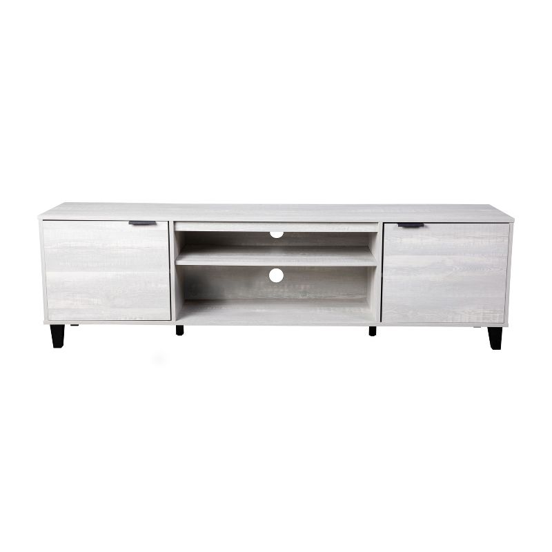 Merrick Lane Gray Finished 70" Mid-Century Modern TV Stand with Adjustable Open Shelves and Two Doors for TV's up to 60", 4 of 13