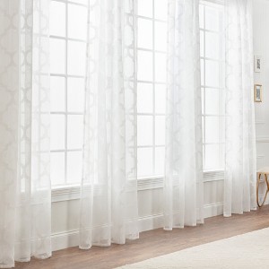 Chanasya 2pk Quatrefoil Voile Sheer Window Curtain Panels - Set of 2 - 1 of 4