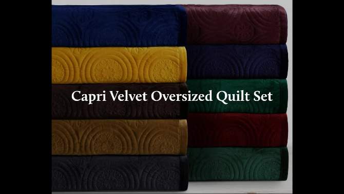 Capri Medallion Velvet Oversized Solid Quilt Set - Tribeca Living, 2 of 5, play video