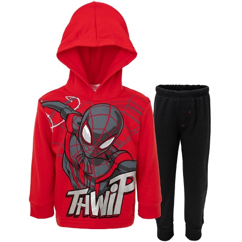 Marvel Spider-Man Big Boys Fleece Pullover Hoodie and Pants Outfit Set  Spiderman Red 14-16